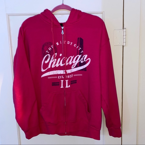 Point Sportswear Hot Pink Chicago Zip Up Hoodie - Picture 1 of 2